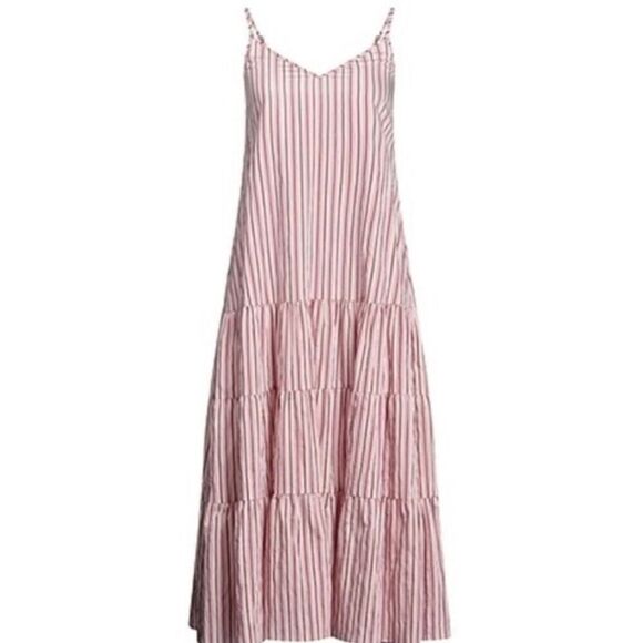 BOSS Datecara Striped Tiered Midi Dress in Stripes NWT Size 6 - Picture 3 of 9